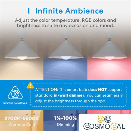 Meross Lampadina Smart Wi-Fi RGB + CCT A70 Dimmerab Apple HomeKi