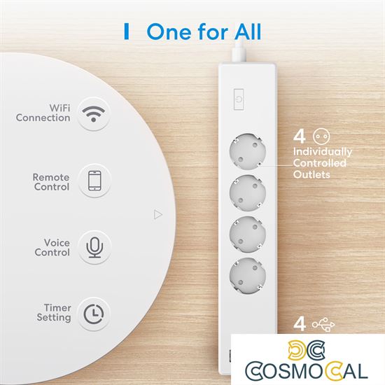 Meross Multipresa Wi-Fi Schuko 4 uscite + 4USB Apple HomeKit