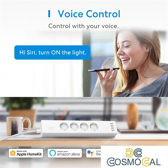 Meross Multipresa Wi-Fi Schuko 4 uscite + 4USB Apple HomeKit