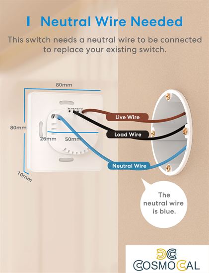 Meross Interruttore a parete Wi-Fi Smart - 220V / 1 WAY - TOUCH