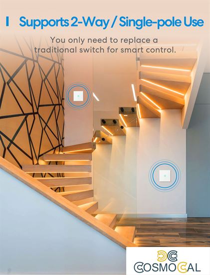 Meross Interruttore a parete Wi-Fi Smart - 220V / 2 WAY - TOUCH