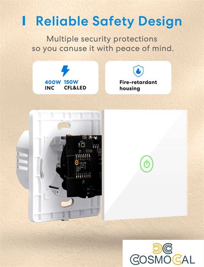 Meross Interruttore a parete Wi-Fi Smart - 220V / 2 WAY - TOUCH