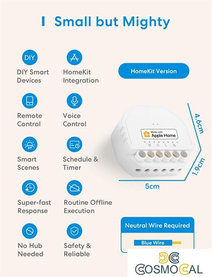 Meross Interruttore da incasso Smart Wi-Fi 220V Apple HomeKit