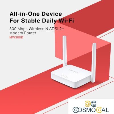 Modem Router Wifi N300 ADSL 2+ Mercusys MW300D