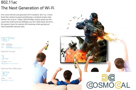 Router Wireless 1200Mbps Dual Band porte gigabit - Tenda AC9