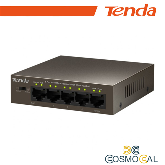 Tenda Switch Desktop 5 Porte 10/100 con 4 Porte PoE - TEF1105P-4