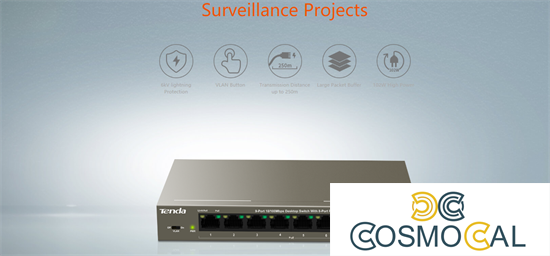 Switch a 9 porte da 10/100Mbps con 8 porte PoE desktop 102W