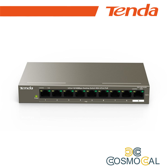 Tenda Switch 9 porte 10/100 8 porte PoE 63W - TEF1109P-8-63W