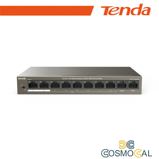 Tenda Switch Unmanaged 10/100Mbit PoE Desktop 63W - TEF1110P-8-6