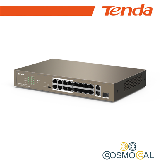 Tenda Switch 16-Ports PoE + 1 GE+1 SFP Unmanaged - TEF1118P-16-1