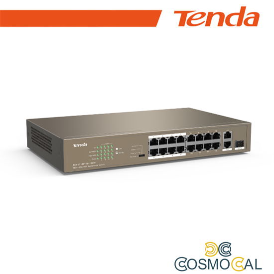 Tenda Switch 16-Ports PoE + 1 GE+1 SFP Unmanaged - TEF1118P-16-1