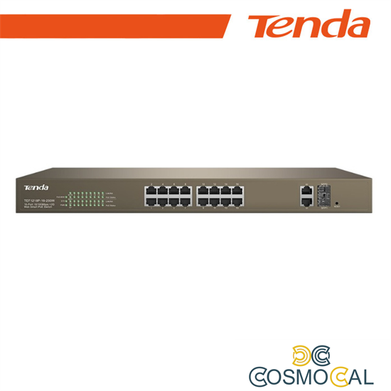 Tenda Switch PoE Web Smart 16 Porte 10/100+2Gb+2SFP - TEF1218P-1