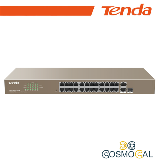 Tenda Switch PoE Web Smart 24 porte 10/100+2Gb+2SFP 440W - TEF12