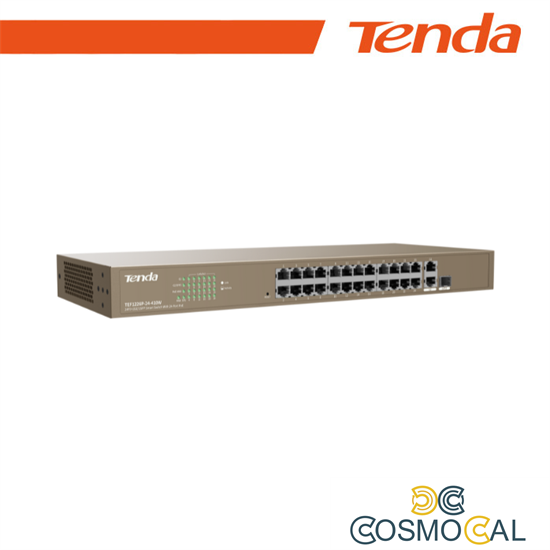 Tenda Switch PoE Web Smart 24 porte 10/100+2Gb+2SFP 440W - TEF12