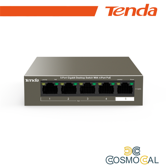 Tenda Switch Desktop 5 Porte 10/100/1000 con 4 Porte PoE - TEG11
