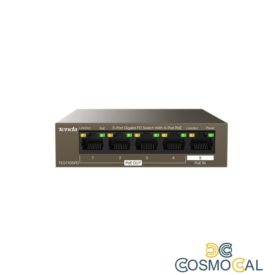 Switch PoE 5 porte Gigabit PD 10/100/1000Mbps - TEG1105PD