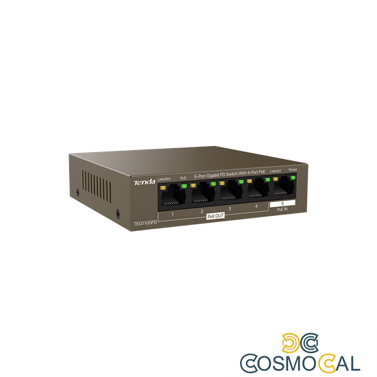 Switch PoE 5 porte Gigabit PD 10/100/1000Mbps - TEG1105PD