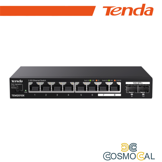 Tenda Switch con 8 porte LAN 2.5 Gbps e 2 porte 10 Gbps SFP+ - T