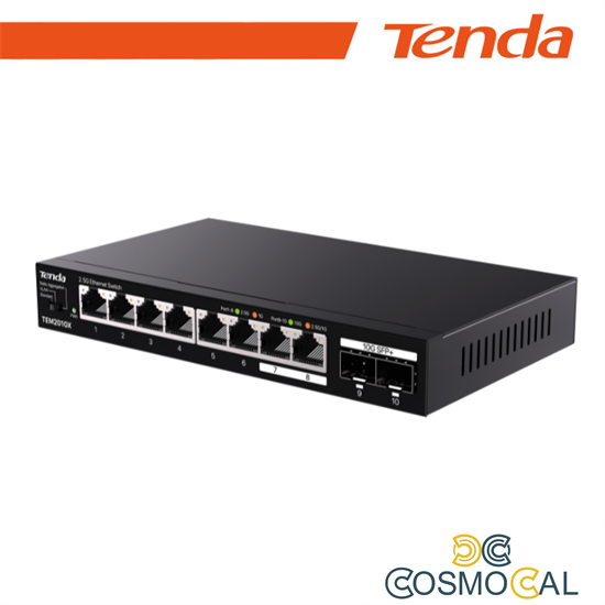 Tenda Switch con 8 porte LAN 2.5 Gbps e 2 porte 10 Gbps SFP+ - T