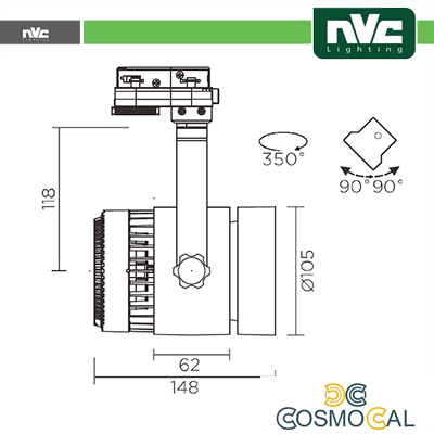 Proiettore a Binario Monofase 50W 4000K 3000LM 40° CRI90