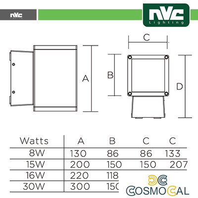 Applique IP54 - 8W 640LM 3000K 35°