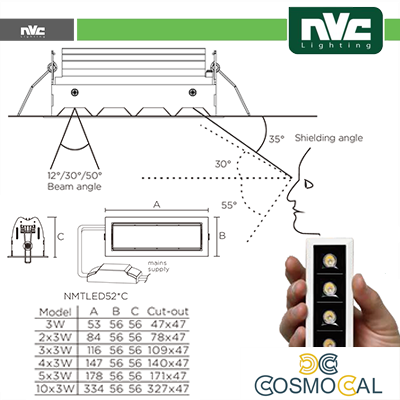 Incasso Multi lampada - 5X3W 970LM 4000K 50° >90CRI