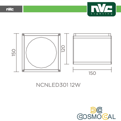 Downlight Cubo LED IP54 da soffitto - 12W 960lm 3000k 85°