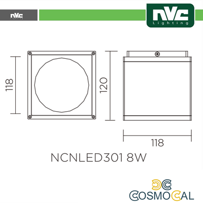 Downlight Cubo LED IP54 da soffitto - 8W 640lm 3000k 30°