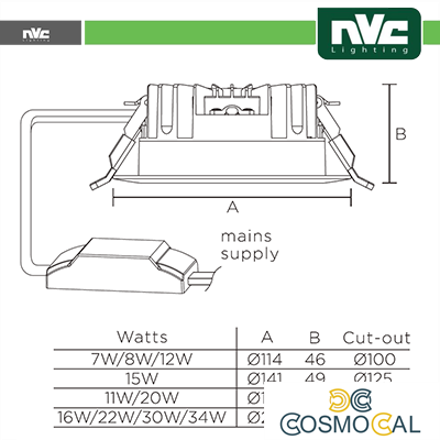 Downlight LED IP40 15W 5700K 1275LM 100º FORO:125mm