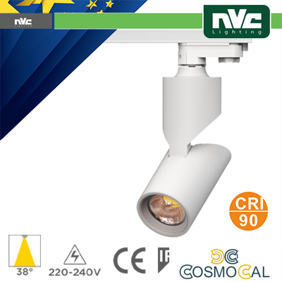 Proiettore a Binario Trifase - 25W 3000K 2250LM 38° CRI+90