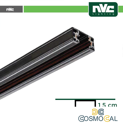 Binario Monofase - 1.5m Testata inclusa / Colore Nero