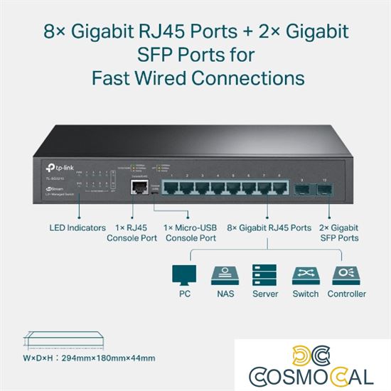 Omada Switch Managed L2+ con 8 Porte Gigabit e 2 Slot SFP - SG32