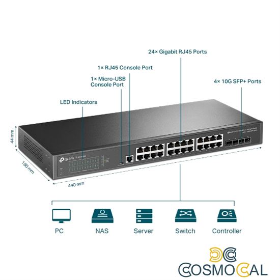 Omada Switch Managed L2+ 24 Porte Gigabit e 4 Slot SFP+ 10GE - S