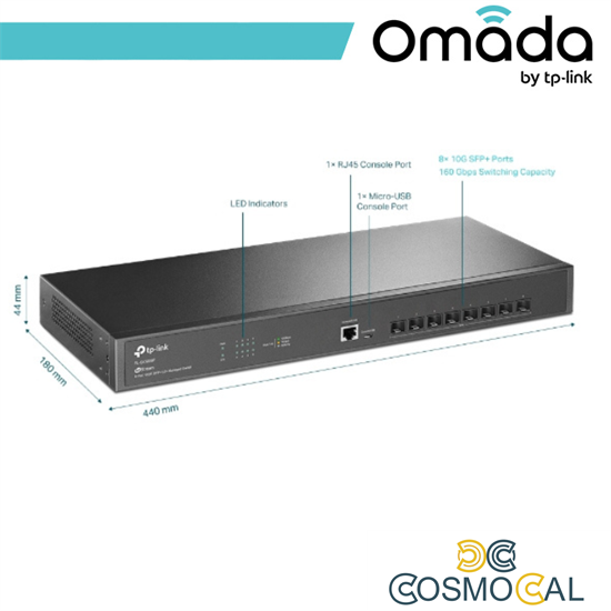 Omada Switch Managed Fibra L2+ 8 Porte 10GE SFP+ - SX3008F