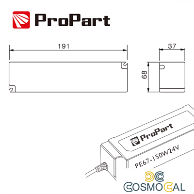 Alimentatore IP67 24V 150W 6.25A Size:191*68*37mm