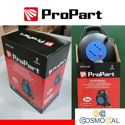 Avvolgicavo 4pos bipasso/schuko 10metri con protez. termica