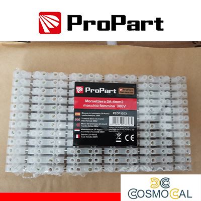 Morsettiera bianc 24 poli 6A - 6 mm2 mas-fem 380V stecca10pz