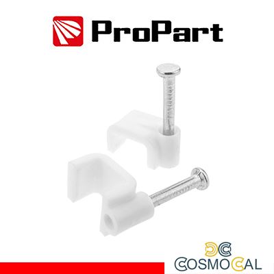 Clip con chiodini con fermacavo tondo 5mm bianco 100pz