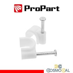 Clip con chiodini con fermacavo tondo 7mm bianco 100pz