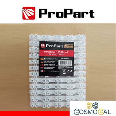 Morsettiera bianc 12poli 60A-25mm2 forma a U 380V stecca10pz