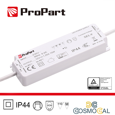 Alimentatore IP44 24V 15W 0.62A Size:130*42*17mm