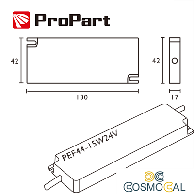 Alimentatore IP44 24V 15W 0.62A Size:130*42*17mm