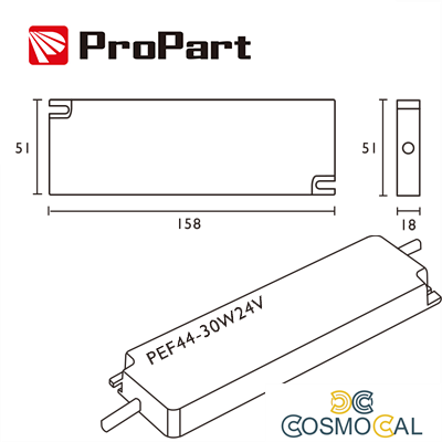 Alimentatore IP44 24V 30W 1.25A Size:158x51x18mm