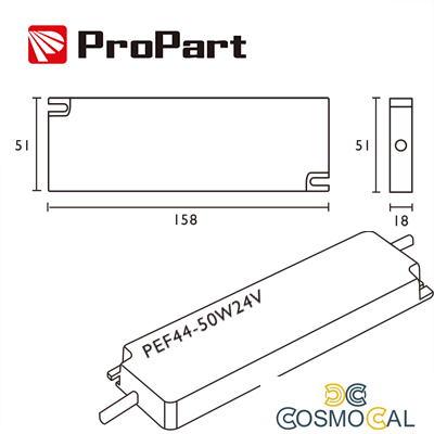 Alimentatore IP44 24V 50W 2.08A Size:158*51*18mm
