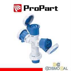 Adattatore triplo Spina ind.16A 2P+T 220-250V CEE IP67