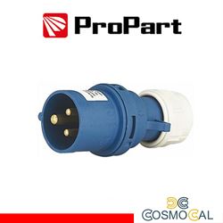 Spina Mobile Diritta Indust. CEE 16A-6h 2P+T 220-250V IP44