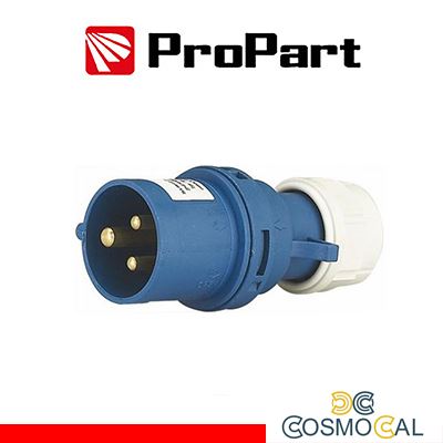 Spina Mobile Diritta Indust. CEE 16A-6h 2P+T 220-250V IP44