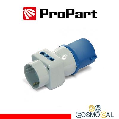Adattatore triplo Spina ind.16A 2P+T 220-250V-Schuk/Bip IP44