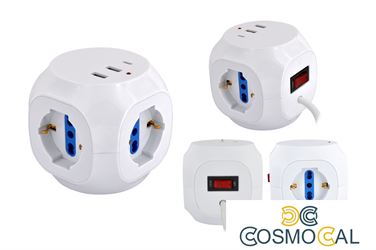Multipresa Cubo da tavolo 3pos bip/schuko + 3USB + TypeC