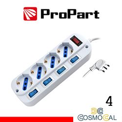 Multipresa 4pos bipasso/schuko spina16A +interr. multipli